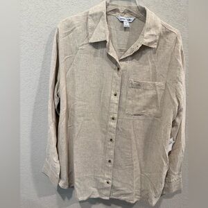 Old Navy Women’s Linen-Blend Boyfriend Shirt